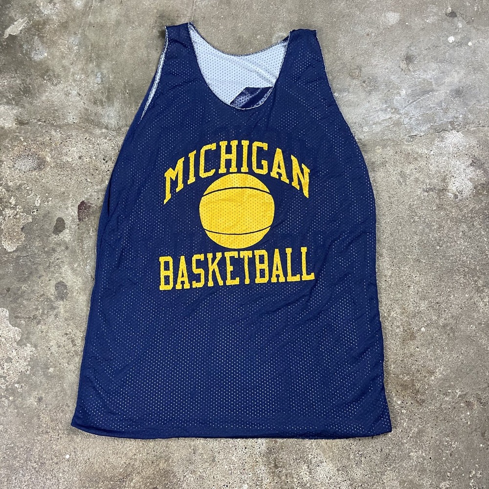 VTG 90s Russell University of Michigan Reversible Basketball Jersey Size XL Blue